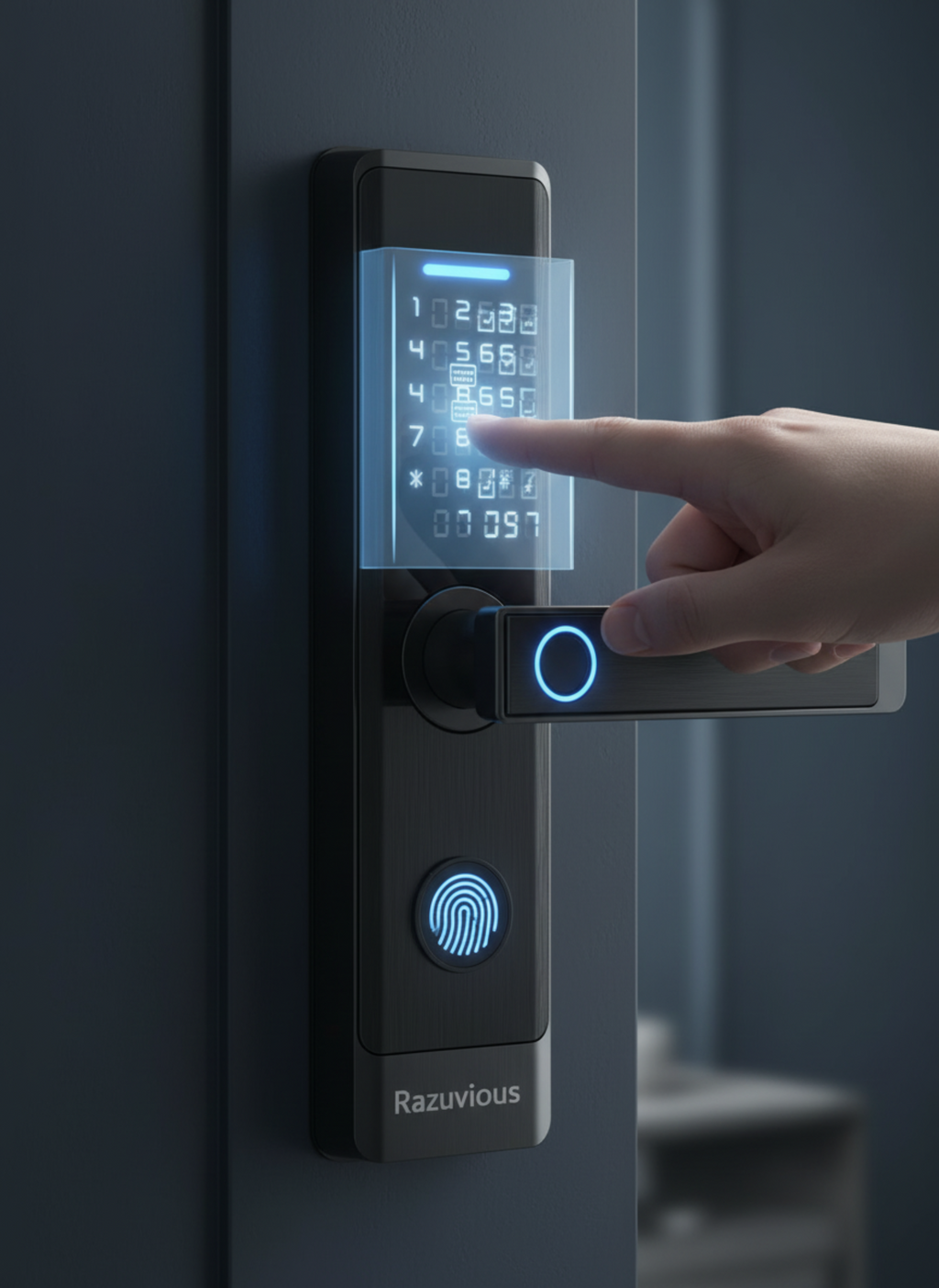 قفل ذكي Razuvious، قفل باب ببصمة الإصبع مع نقرة 4585، قفل دخول بدون مفتاح، تطبيق مجاني، بطاقة IC، رمز مضاد للتجسس، يعمل مع Alexa، تحكم في تطبيق TT Lock، للمنزل والمكتب والشقق (R1)