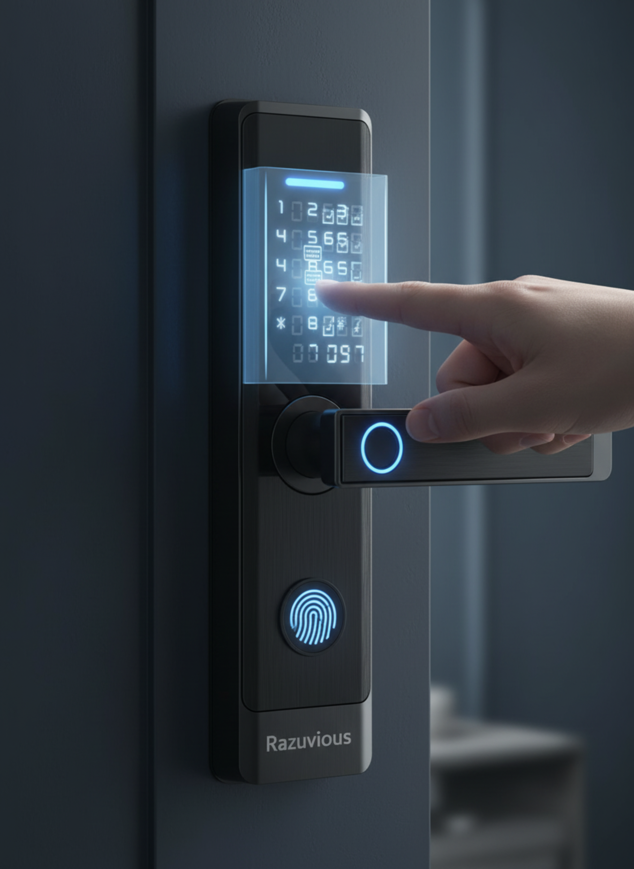 قفل ذكي Razuvious، قفل باب ببصمة الإصبع مع نقرة 4585، قفل دخول بدون مفتاح، تطبيق مجاني، بطاقة IC، رمز مضاد للتجسس، يعمل مع Alexa، تحكم في تطبيق TT Lock، للمنزل والمكتب والشقق (R1)